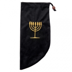 Small Velvet shofar protection bags embroidered with Menorah