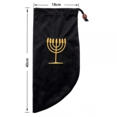 Small Velvet shofar protection bags embroidered with Menorah