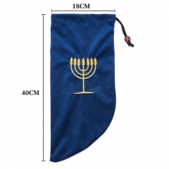 Small Velvet shofar pouch protection bags embroidered with Menorah
