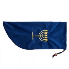 Small Velvet shofar pouch protection bags embroidered with Menorah