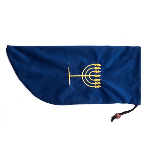 Small Velvet shofar pouch protection bags embroidered with Menorah