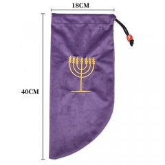 Small Velvet shofar pouch protection bags embroidered with Menorah