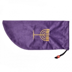 Small Velvet shofar pouch protection bags embroidered with Menorah