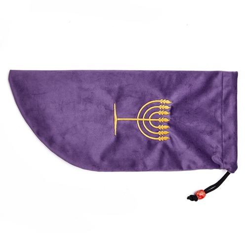 Small Velvet shofar pouch protection bags embroidered with Menorah