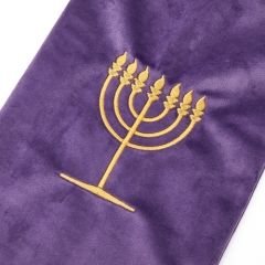Small Velvet shofar pouch protection bags embroidered with Menorah