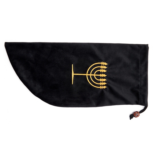 Small Velvet shofar protection bags embroidered with Menorah