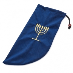 Small Velvet shofar pouch protection bags embroidered with Menorah