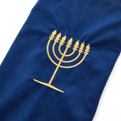 Small Velvet shofar pouch protection bags embroidered with Menorah