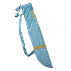 Velvet shofar protection Pouch bags embroidered with Menorah, Star of David and fish