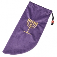 Small Velvet shofar pouch protection bags embroidered with Menorah