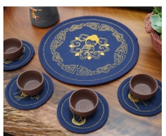 Chinese Fabric Embroidered Coasters and Handmade Tea Mat