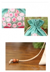 Original Handcrafted Art Handmade Embroidery Pouch Bag with Drawstring