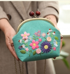 Handmade Embroidered Coin Purse Set with Chain
