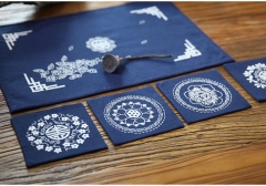 Chinese Fabric Embroidered Coasters and Handmade Tea Mat