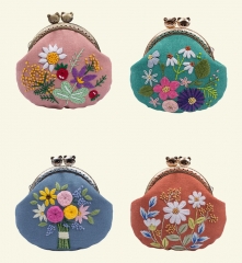 Hand-Embroidered 3D Cloth Coin Purse Tutorial: Unfinished with Drawings