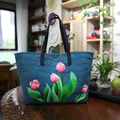 Handcrafted Floral Designs Tote Embroidered DIY Patchwork Bag