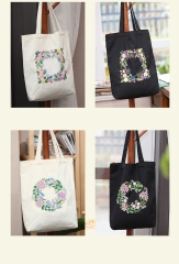 Hand Embroidered Canvas Tote Bag with Arts and Crafts Embroidery Kit