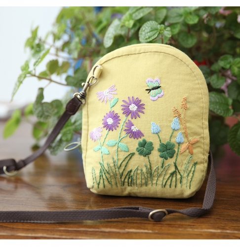 Handmade Embroidered Fabric Crossbody Bag Production Storage Wallet Makeup Bag
