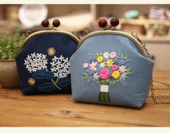 Handmade Embroidered Coin Purse Set with Chain