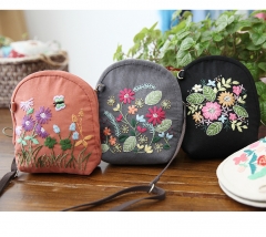 Handmade Embroidered Fabric Crossbody Bag Production Storage Wallet Makeup Bag