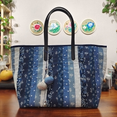 Handcrafted Floral Designs DIY Patchwork Women Tote Bag