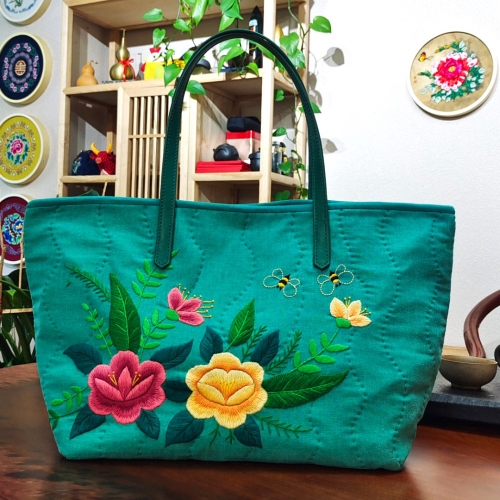 Good Quality Flloral Shopping All Match Handbag Foldable Reusable Tote DIY Patchwork Bag