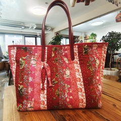 Handcrafted Floral Designs DIY Patchwork Women Tote Bag
