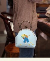 Embroided Handheld Bouquet Girl Handbag 3D European-style Printed Purse Kisslock Bag Set
