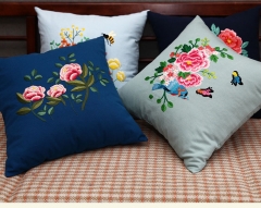 Cross-Stitch Pillow and Car Cushion with Canvas Cotton Linen Fabric and DIY Hand Embroidery Material Kit