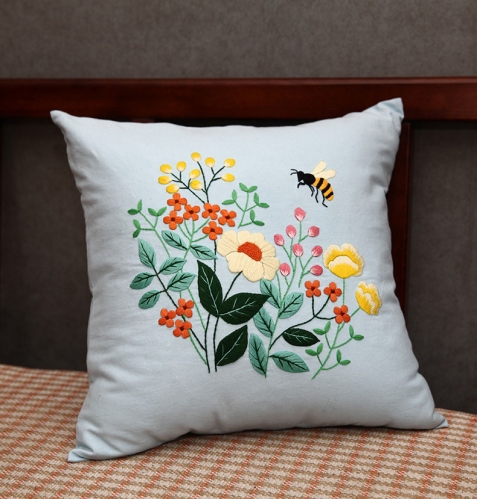 Cross-Stitch Pillow and Car Cushion with Canvas Cotton Linen Fabric and DIY Hand Embroidery Material Kit