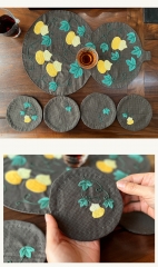 Chinese Fabric Embroidered Coasters and Handmade Tea Mat and DIY Hand Embroidery Material Kit