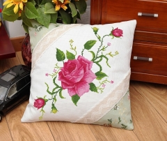 Cross-Stitch Pillow and Car Cushion with Canvas Cotton Linen Fabric and DIY Hand Embroidery Material Kit