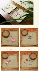 Chinese Fabric Embroidered Coasters and Handmade Tea Mat and DIY Hand Embroidery Material Kit