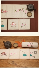 Chinese Fabric Embroidered Coasters and Handmade Tea Mat and DIY Hand Embroidery Material Kit