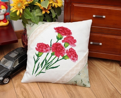 Cross-Stitch Pillow and Car Cushion with Canvas Cotton Linen Fabric and DIY Hand Embroidery Material Kit