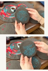 Chinese Fabric Embroidered Coasters and Handmade Tea Mat and DIY Hand Embroidery Material Kit