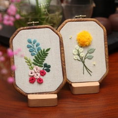 Exquisite Embroidery DIY Kit Octagonal Hanging Art with Lu, Su and European Flower Designs
