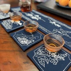Chinese Fabric Embroidered Coasters and Handmade Tea Mat and DIY Hand Embroidery Material Kit