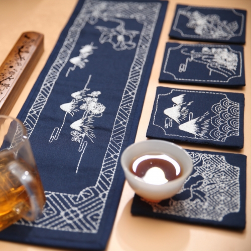 Chinese Fabric Embroidered Coasters and Handmade Tea Mat and DIY Hand Embroidery Material Kit