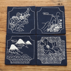 Chinese Fabric Embroidered Coasters and Handmade Tea Mat and DIY Hand Embroidery Material Kit