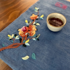 Chinese Fabric Embroidered Coasters and Handmade Tea Mat and DIY Hand Embroidery Material Kit