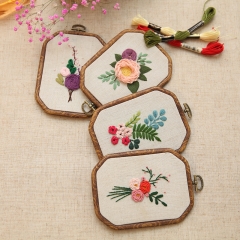 Exquisite Embroidery DIY Kit Octagonal Hanging Art with Lu, Su and European Flower Designs