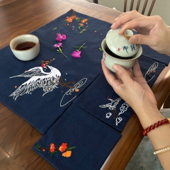 Chinese Fabric Embroidered Coasters and Handmade Tea Mat and DIY Hand Embroidery Material Kit