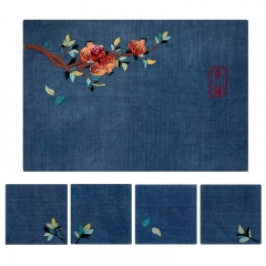 Chinese Fabric Embroidered Coasters and Handmade Tea Mat and DIY Hand Embroidery Material Kit