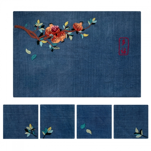 Chinese Fabric Embroidered Coasters and Handmade Tea Mat and DIY Hand Embroidery Material Kit