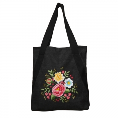 Handmade embroidery handbag three-dimensional embroidered floral canvas women's large bag handmade DIY