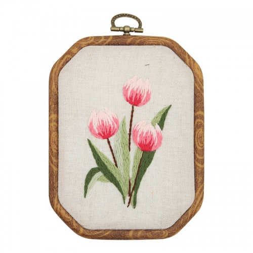Exquisite Embroidery DIY Kit Octagonal Hanging Art with Lu, Su and European Flower Designs