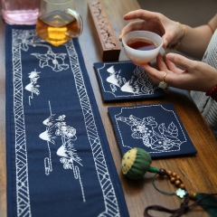 Chinese Fabric Embroidered Coasters and Handmade Tea Mat and DIY Hand Embroidery Material Kit