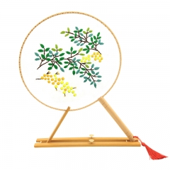 Handmade Lu embroidery cross-stitch DIY ancient style organza semi-transparent double-sided embroidery making fan material pack