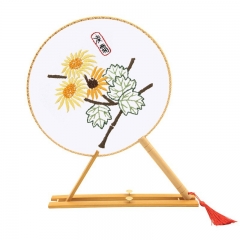 Handmade Lu embroidery cross-stitch DIY ancient style organza semi-transparent double-sided embroidery making fan material pack